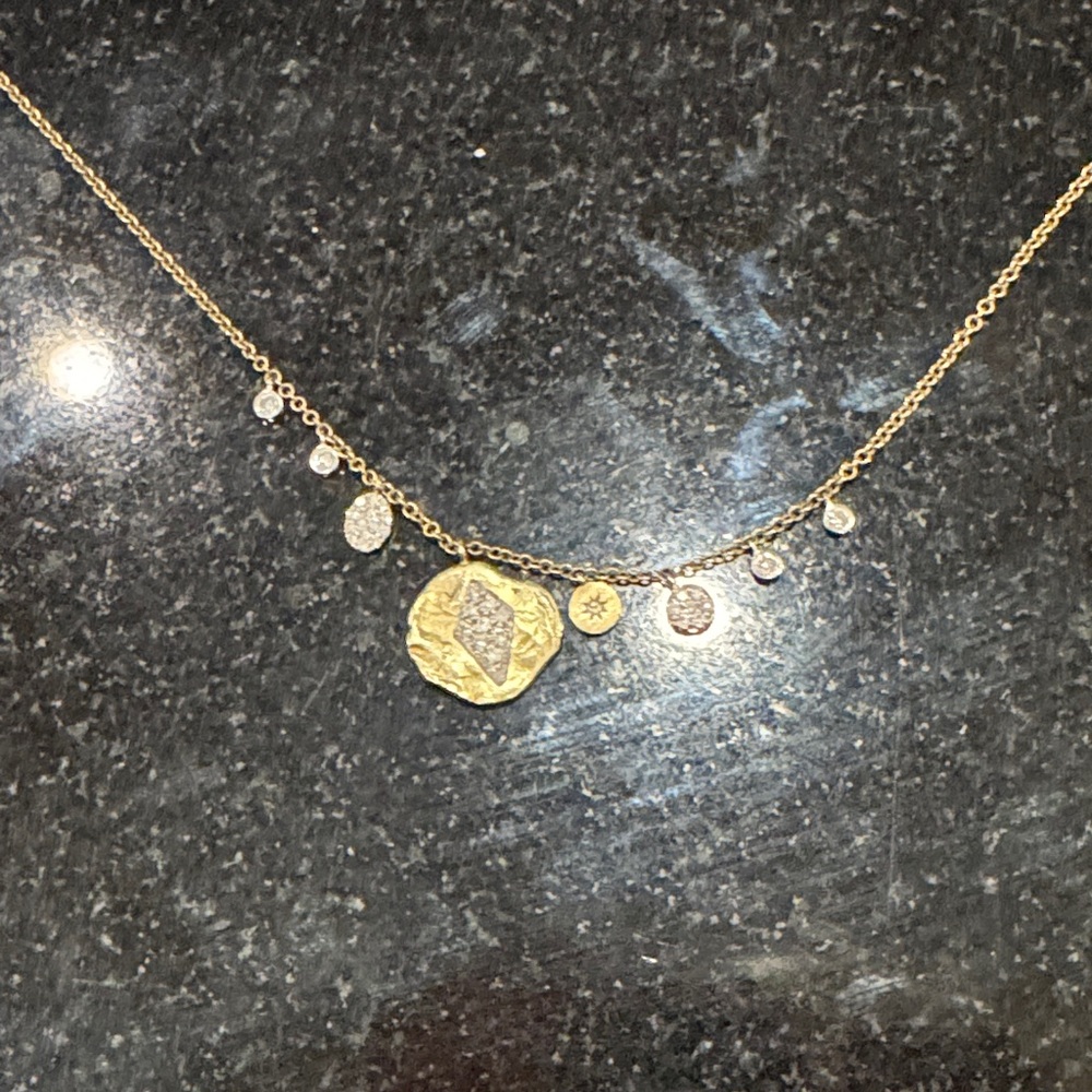 Meira T Gold Necklace 14k all gold with diamonds